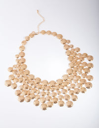 Gold Textured Cascading Disc Necklace - link has visual effect only