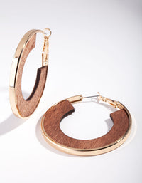 Gold Wooden Inner Hoop Earrings - link has visual effect only