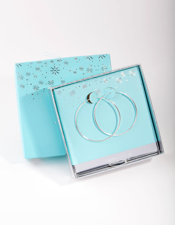 Sterling Silver 40mm Plain Hoop Earrings