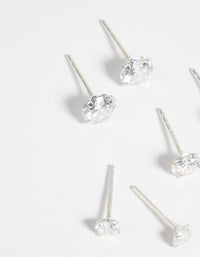 Sterling Silver Graduating Cubic Zirconia Stud Earring Pack - link has visual effect only