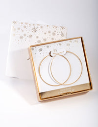 Gold Plated Sterling Silver 50mm Plain Hoop Earrings - link has visual effect only