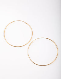 Gold Plated Sterling Silver 50mm Plain Hoop Earrings - link has visual effect only