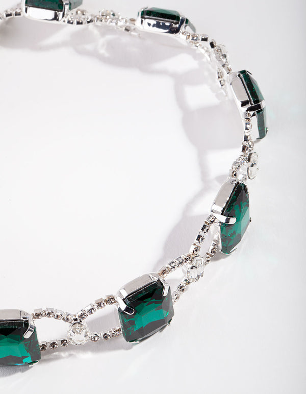 Silver Statement Emerald Choker