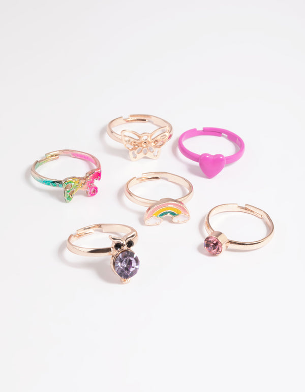 Kids Rose Gold Fairy Tale 6-Pack Rings