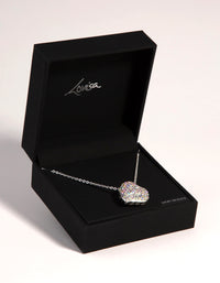 Silver Pave Heart Locket Necklace - link has visual effect only