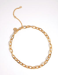 Gold Small Rectangle Link Choker - link has visual effect only