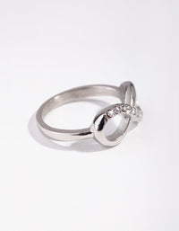 Surgical Steel Rhodium Diamante Infinity Ring - link has visual effect only