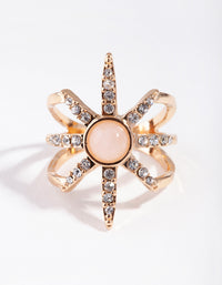 Gold Diamante Sun Burst Ring - link has visual effect only