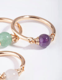 Gold Semi-Precious Sphere 3-Stack Ring - link has visual effect only