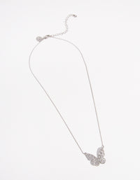 Rhodium Cubic Zirconia Baguette Butterfly Necklace - link has visual effect only