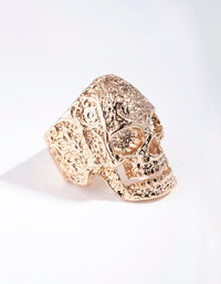 Gold Ornate Skull Ring - link has visual effect only