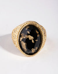 Gold Cabochon Gold Leaf Ring - link has visual effect only