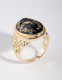 Gold Cabochon Gold Leaf Ring - link has visual effect only