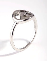 Rhodium Peace Sign Ring - link has visual effect only