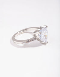 Rhodium Cubic Zirconia Heart Engagement Ring - link has visual effect only