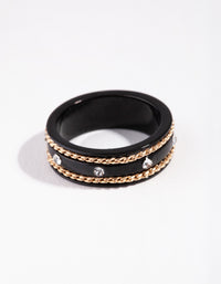 Matte Chain Detail Diamante Ring - link has visual effect only