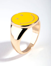 Gold Yellow Smiley Face Ring - link has visual effect only