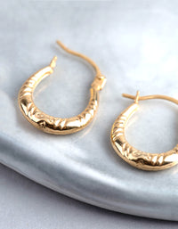 9ct Gold Diamond Cut Creole Hoop Earrings - link has visual effect only