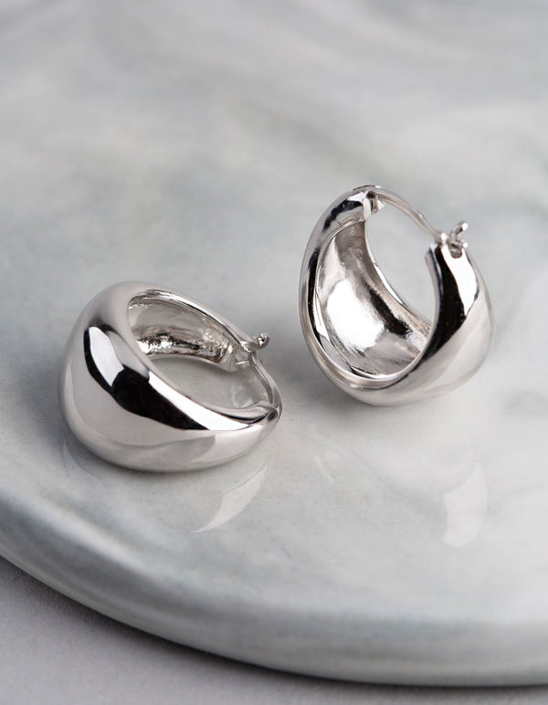 Sterling Silver Small Chubby Hoop Earrings