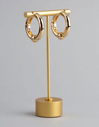 18ct Gold Plated Brass Ball Detail Hoop Earrings - link has visual effect only