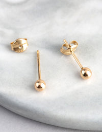 9ct Gold 3mm Polished Ball Stud Earrings - link has visual effect only