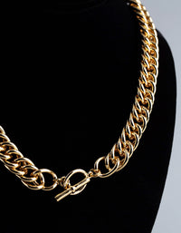 18ct Gold Plated Brass Statement Chain Link T&O Necklace - link has visual effect only