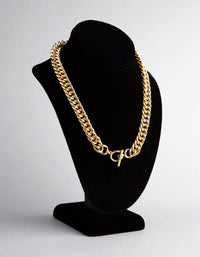 18ct Gold Plated Brass Statement Chain Link T&O Necklace - link has visual effect only