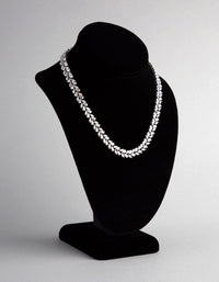 Rhodium Cubic Zirconia Statement Navette Stone Necklace - link has visual effect only