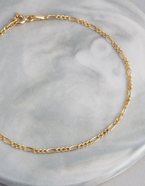 9ct Gold Figaro Chain Bracelet