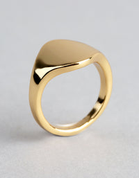 18ct Gold Plated Brass Irregular Signet Ring - link has visual effect only