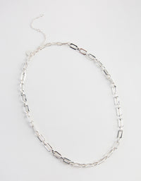 Silver Rectangle Link Necklace - link has visual effect only