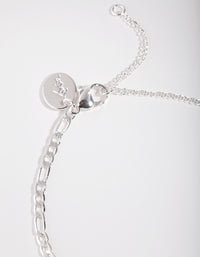 Silver Plated Thin Figaro Chain Bracelet - link has visual effect only