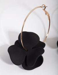 Gold Black Pearlised Flower Hoop Earrings - link has visual effect only