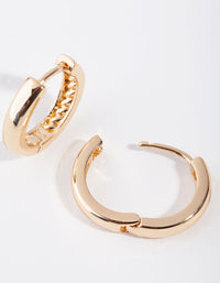 Gold Medium Plain Round Huggie Earrings - link has visual effect only