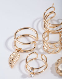 Gold Mix Texture Leaf 6-Pack Ear Cuff - link has visual effect only