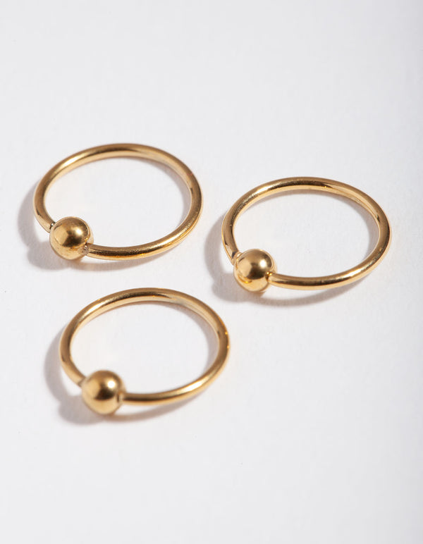 Surgical Steel Gold Ball Upper Hoop Earring Pack