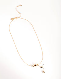 Gold Ball Chain Earring & Necklace Set - link has visual effect only