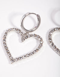 Silver Diamond Heart Huggie Earrings - link has visual effect only