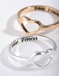 Mixed Metal Cut Out Heart Ring Set - link has visual effect only