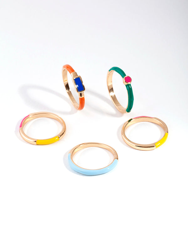 Gold Matte Bright Rings 5-Pack