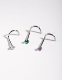 Surgical Steel Classic Gem Nose Stud Pack - link has visual effect only