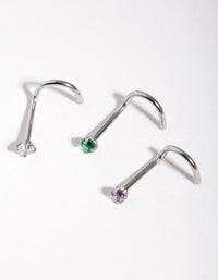 Surgical Steel Classic Gem Nose Stud Pack - link has visual effect only