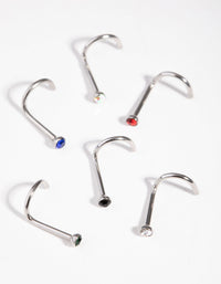 Rhodium Classic Gem Nose Stud 6-Pack - link has visual effect only