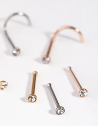 Mixed Metals Diamante Nose Stud 6-Pack - link has visual effect only