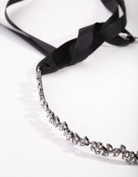 Matte Black Diamante Flower Tie Halo Headband - link has visual effect only