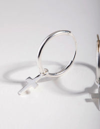 Silver Stud Mini Cross Hoop Earrings - link has visual effect only