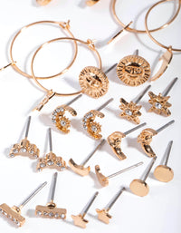 Gold Celestial Stud & Hoop Earrings - link has visual effect only