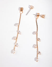 Gold Petal Diamante Long Drop Earrings - link has visual effect only