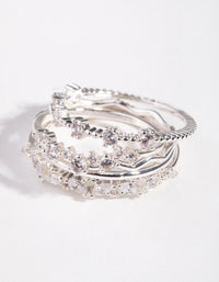 Silver Delicate Bands Rings 5-Pack - link has visual effect only