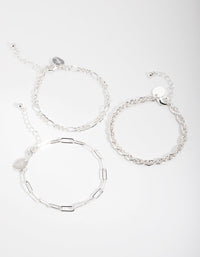 Silver Statement Mixed Chain Pack Bracelet - link has visual effect only